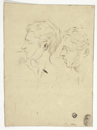 Szkic dwóch mężczyzn skręcających w lewo autorstwa Unknown artist