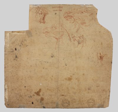 Szkice koni (verso) autorstwa Unknown artist