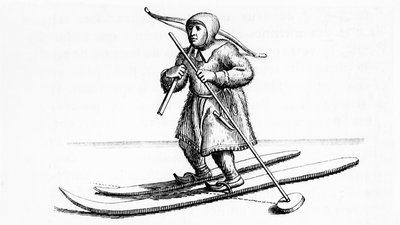 Lapon narciarski o nierównej długości - w „Laponia” Johanesa Scheftera, grawer autorstwa Unknown artist