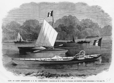 Skiff i canoe obok imperatrice, zbudowany przez M.A. Searle de Stangate koło Lambeth - grawerowanie autorstwa Unknown artist