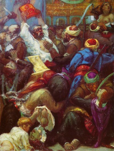 Rzeź chrześcijan w kościele Batak w Bułgarii przez osmańskie oddziały nieregularne autorstwa Unknown artist