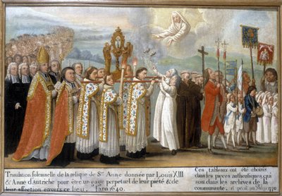 Uroczyste przeniesienie relikwii św. Anny podarowane przez Ludwika XIII i Annę Austriaczkę jako wieczystą przysięgę ich pobożności i przywiązania do tego miejsca w roku 1640 - Ex-Voto of Sainte-Anne d