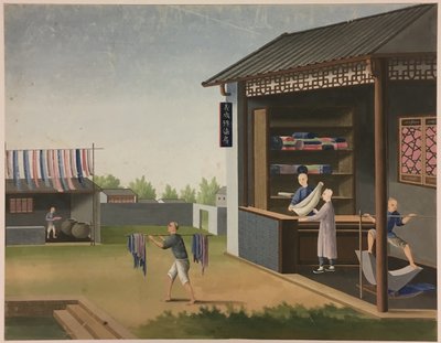 Przędzenie tkanin, przygotowywanie liści herbaty, przygotowywanie jedwabiu autorstwa Unknown artist