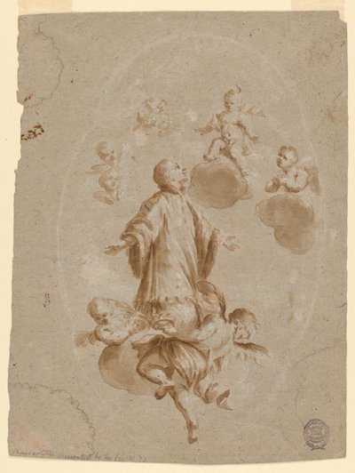Św. Alojzy Gonzaga zostaje przyjęty do Nieba przez Dzieciątko Jezus autorstwa Unknown artist