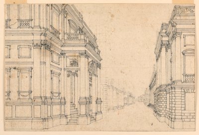 Scenografia: Ulica miejska z pałacami autorstwa Unknown artist