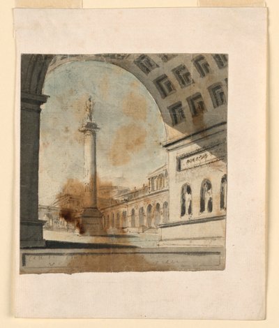 Scenografia, kolumna z pomnikiem na szczycie autorstwa Unknown artist