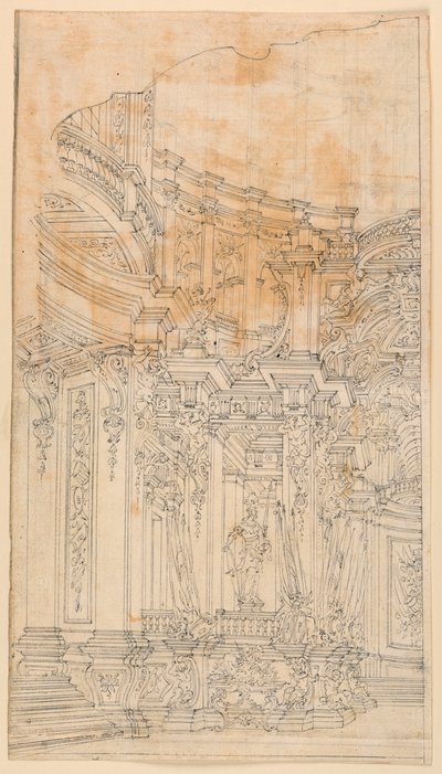 Scenografia: Architektura pałacu z trofeami autorstwa Unknown artist