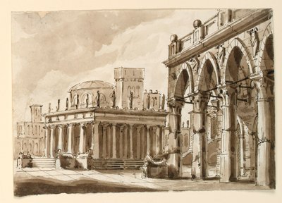 Scenografia, Plac z budynkiem użyteczności publicznej autorstwa Unknown artist