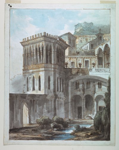 Scenografia, Widok miasta na zboczu wzgórza autorstwa Unknown artist