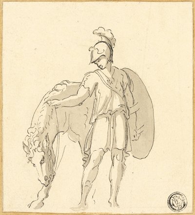 Stojący wojownik i koń autorstwa Unknown artist