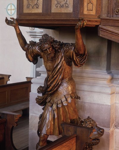 Statua Samsona pod amboną kościoła opactwa Ebersmunster w Alzacji autorstwa Unknown artist