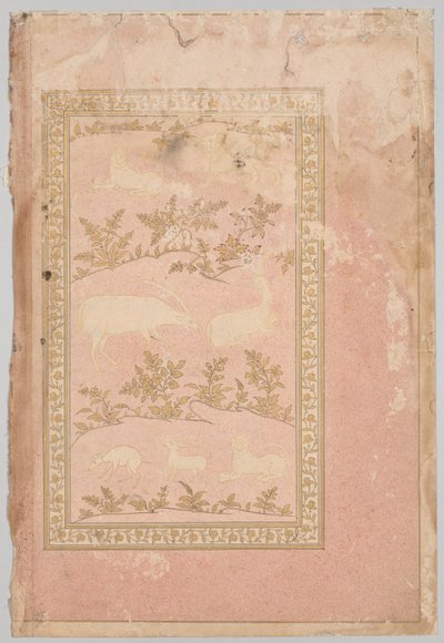 Szablonowe sceny lwa i gazeli (verso) autorstwa Unknown artist