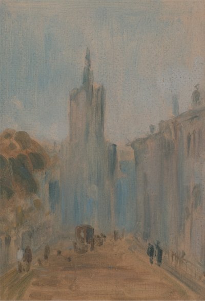 Ulica z Kościołem i figurami autorstwa Unknown artist