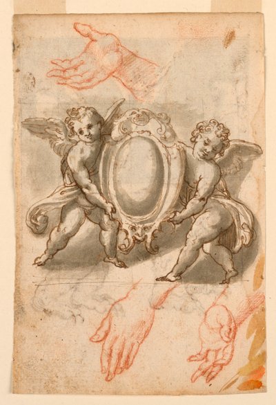 Studia rąk i Putti z rozetą autorstwa Unknown artist