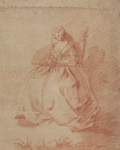 Studium siedzącej kobiety trzymającej wachlarz autorstwa Unknown artist
