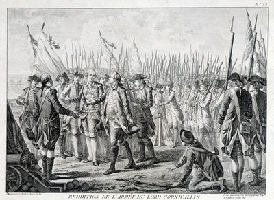 Poddanie się armii brytyjskiej Lorda Cornwallisa (1738 - 1805) Ameryce 19 października 1781 r. autorstwa Unknown artist
