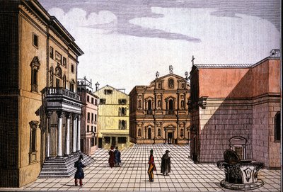 Teatro La Fenice (Feniks) (kolorowy grawerunek) autorstwa Unknown artist