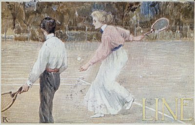 Tenisiści - pocztówka, ok. 1890 autorstwa Unknown artist