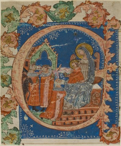 Adoracja Trzech Króli w historycznej inicjale "E" ze śpiewnika autorstwa Unknown artist