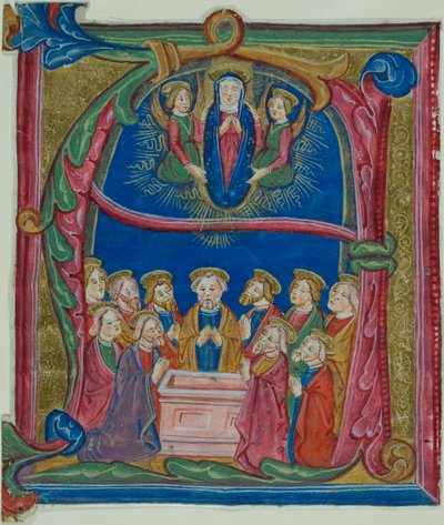 Wniebowzięcie Najświętszej Maryi Panny w historiozbawczym inicjale "A" z antyfonarza autorstwa Unknown artist