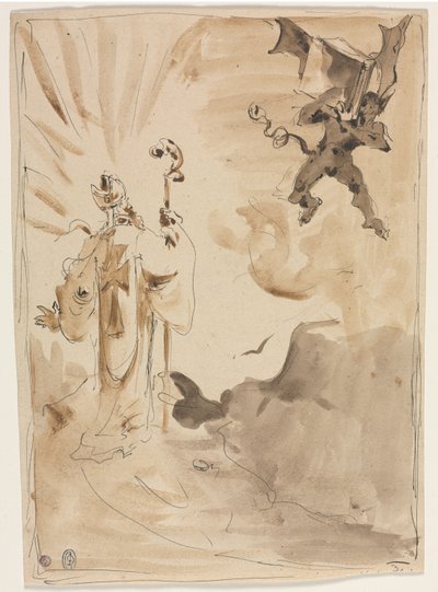 Biskup i Demon (recto) autorstwa Unknown artist