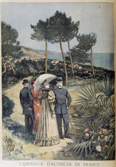 Cesarz Austrii we Francji (Wizyta Pary Cesarskiej Franciszka Józefa i Elżbiety Austriackiej (Sissi) na Riwierze Francuskiej) - w Le Petite Journal z 19.03.1894 autorstwa Unknown artist
