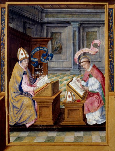 Ewa Jerozolimska św. Cyryl (315-386) i św. Augustyn (354-430) Miniatura na pergaminie z XVI wieku. Ecouen, Narodowe Muzeum Renesansu autorstwa Unknown artist
