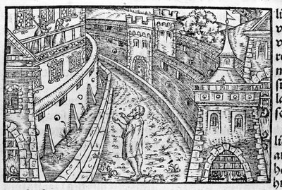 Cesarz germański Henryk IV (1050 - 1106) w Canossie. W lewym górnym rogu znajdują się hrabina Matylda z Canossy (lub hrabina Matylda z Toskanii) (1046 - 1115) i papież Grzegorz VII (1015/20 - 1085), który schronił się w zamku. Według Johanna Stum autorstwa Unknown artist