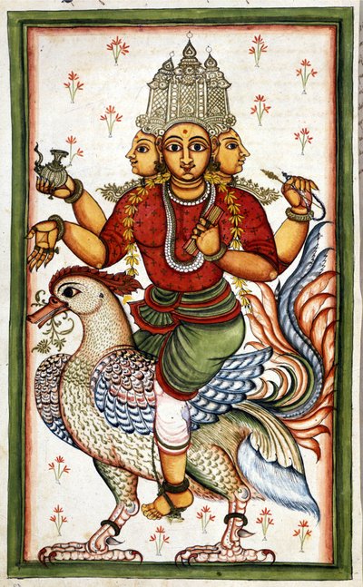 Hinduskie bóstwo Brahma Page zaczerpnięte z rękopisu (ms.8300) „Historia Mogol” (Moghul lub Moghol) autorstwa Stefano Nivibus Cardeira. 18 wiek. Bibloteca marciana, Wenecja autorstwa Unknown artist