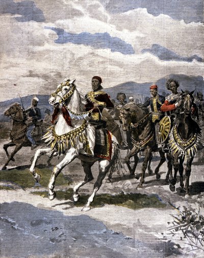 Król Etiopii Menelik II (1844 - 1913). Chory. włoskiej prasy. autorstwa Unknown artist