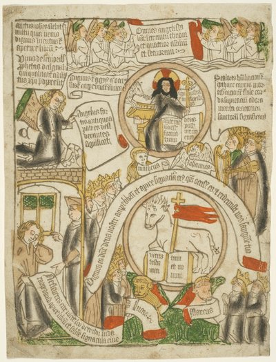 Baranek otrzymujący zapieczętowaną księgę, folio C z Apokalipsy autorstwa Unknown artist