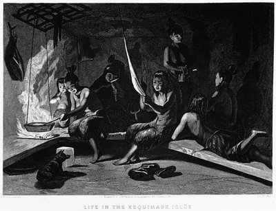Życie Eskimosów w igloo - Elisha Kent Kane, Artic Exploration w latach 1853 - 1855, Filadelfia, Childs i Peterson autorstwa Unknown artist