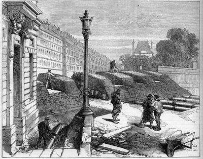 Komuna Paryska w 1871 roku. Barricade des federes (komunardów) na rogu Rue de Rivoli i Place de la Concorde. autorstwa Unknown artist