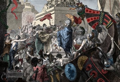Powrót Alkibiadesa do Aten - Grecka starożytność: Triumfalny powrót Alkibiadesa (450-404 pne) do Aten, 407 pne autorstwa Unknown artist