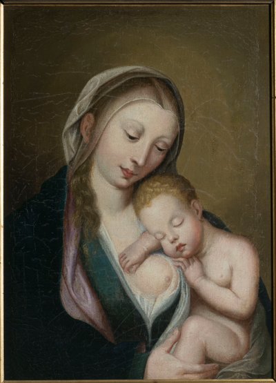 Dziewica i Dzieciątko śpiące na jej ramieniu. XVIII wiek (olej na płótnie) autorstwa Unknown artist