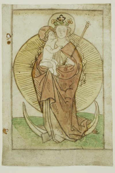 Dziewica z Dzieciątkiem z koroną i berłem na półksiężycu autorstwa Unknown artist