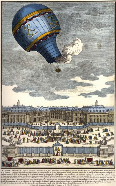 Aerostatyczna kula ziemska zbudowana w Wersalu w 1783 roku. autorstwa Unknown artist