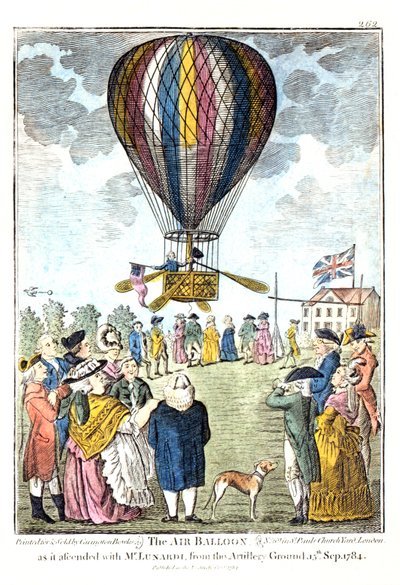 „Balon wznoszący się z panem Lunardi z ziemi artyleryjskiej, 15 września 1784 r. autorstwa Unknown artist