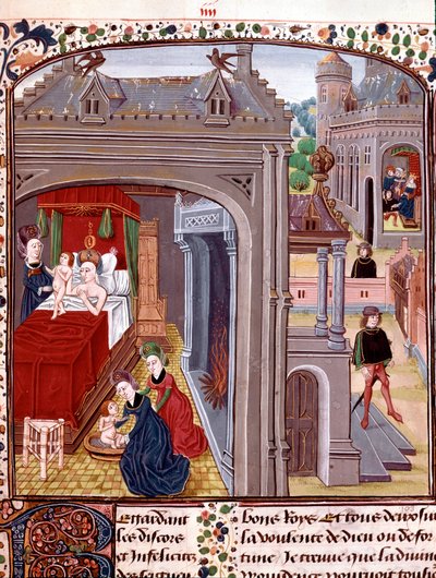 Narodziny Aleksandra Wielkiego (356-323 pne), syna Olimpii i miniatury Nektanebo II zaczerpniętej z „Historii Aleksandra Wielkiego” QuinteCurce