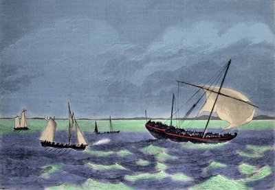 Schwytanie dhow (arabskiej łodzi) negrier wzdłuż wybrzeża Madagaskaru. autorstwa Unknown artist