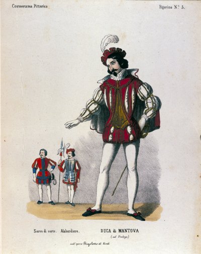 Postać księcia Mantui w operze „Rigoletto” kompozytora Giuseppe Verdiego (1813-1901) autorstwa Unknown artist