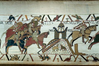 Podbój Bretanii przez księcia Normandii Wilhelma Zdobywcy (1027-1087): zdobycie Rennes Fragment gobelinu z Bayeux lub Haft królowej Matyldy autorstwa Unknown artist