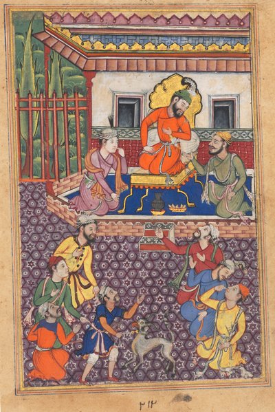 Dwór Radży Ujjain, z Tuti-nama (Opowieści papugi): Czterdziesta Szósta Noc autorstwa Unknown artist