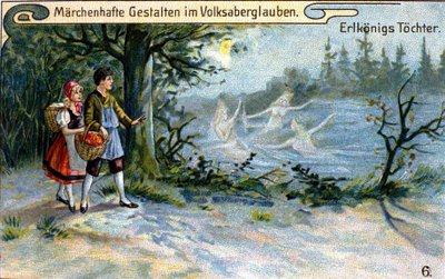 Córki króla elfów. Cudowny charakter niemieckiej mitologii. chromolitografia z XIX wieku. autorstwa Unknown artist