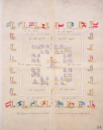 Opis formy i sposobu naszego obozowania w Północnej Podróży Lorda Generała, ok. 1600 r. (papier, płótno) autorstwa Unknown artist