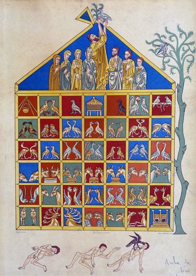 Gołąb z gałązką oliwną dołącza do Arki Noego - po miniaturze autorstwa Unknown artist