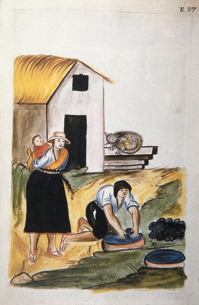 Barwienie wełny, z książki „Trujillo of Peru” lub „Codex Martinez Companion”, autorstwa Baltazara Martineza Companion i Bujandy, biskupa Trujillo (1782-1785) autorstwa Unknown artist