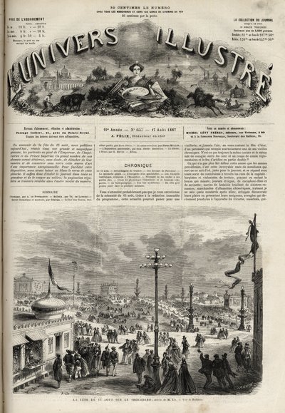 Święto 15 sierpnia 1867 na Trocadero w Paryżu - Znakomity wszechświat 1867 autorstwa Unknown artist