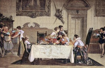 Pierworodny męski potomek, położna, pokazuje nowonarodzonego syna pozostałym członkom rodziny autorstwa Unknown artist