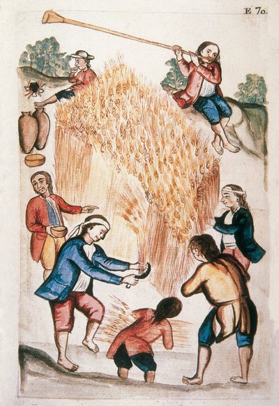 Żniwa, z książki „Trujillo of Peru” lub „Codex Martinez Companion”, autorstwa Baltazara Martineza Companion i Bujanda, biskupa Trujillo (1782-1785) autorstwa Unknown artist
